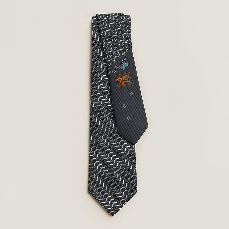 シルクタイ 7 cm 《クラブ・デシェネ》 - ブラック | Hermès